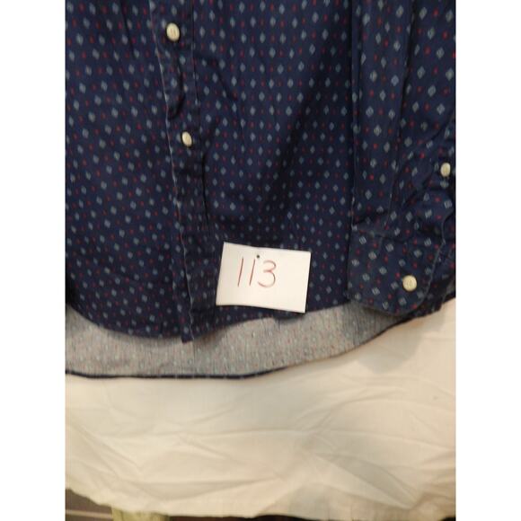 Nautica Button Up Blue Long Sleeve Men's Shirt Diamond Pattern Size L - Picture 2 of 10